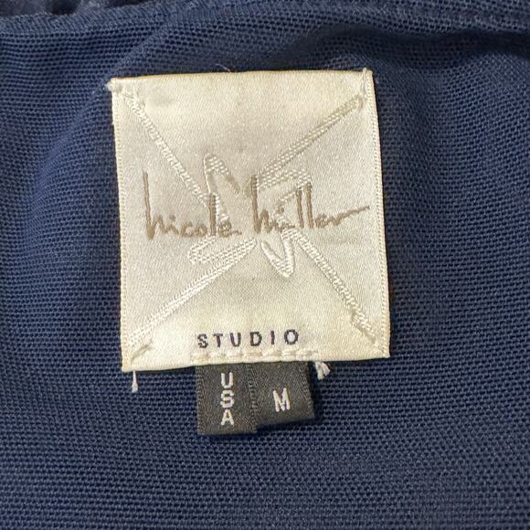 Nicole Miller Studio Made in the USA Blue Size Medium Faux Wrap Ruched Dress - Picture 7 of 8